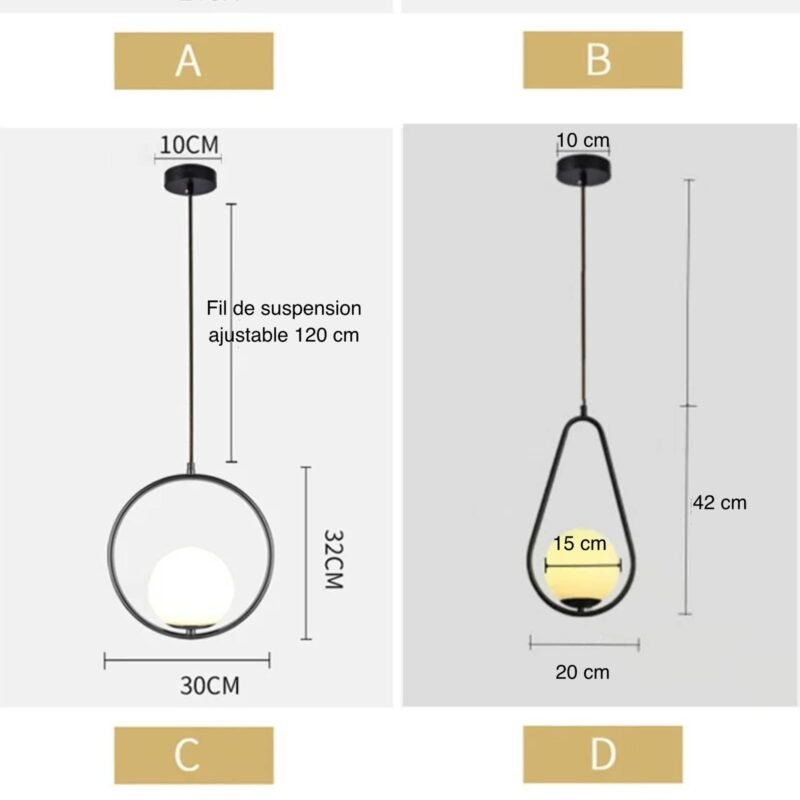 Lustre à boules de verre suspendues – Image 8